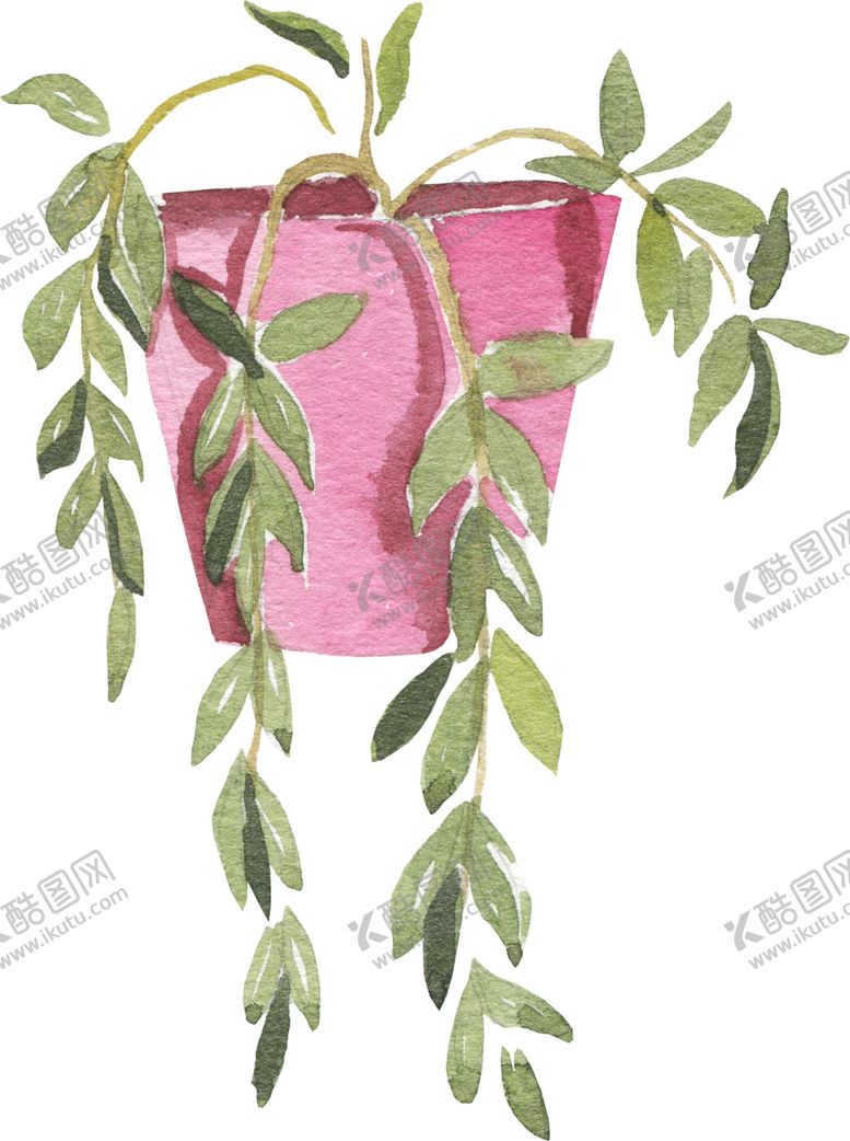 编号：78485010190625152976【酷图网】源文件下载-手绘盆栽植物