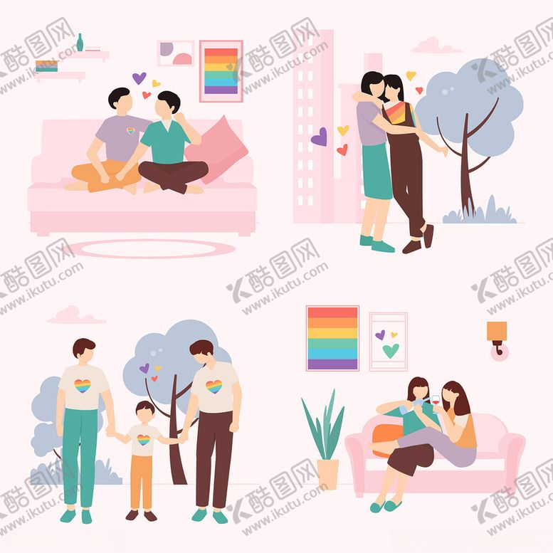 编号：48287009241137062956【酷图网】源文件下载-家庭温馨时刻插画场景