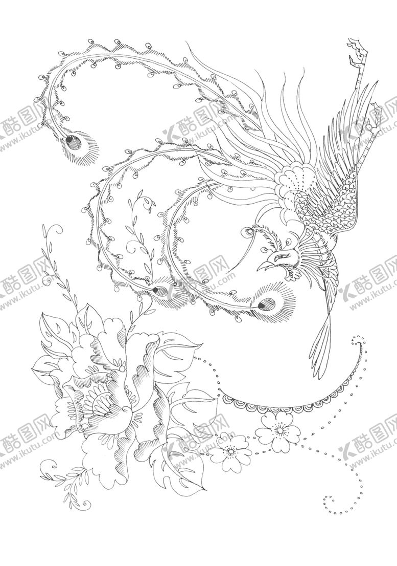 编号：34182910071221309359【酷图网】源文件下载-传统刺绣花纹线稿
