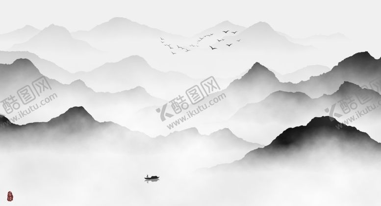 编号：51872210230847385585【酷图网】源文件下载-新中式抽象意境水墨山水装饰画