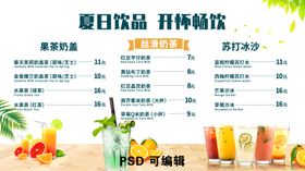 奶茶店菜单饮品菜单夏日饮品菜单