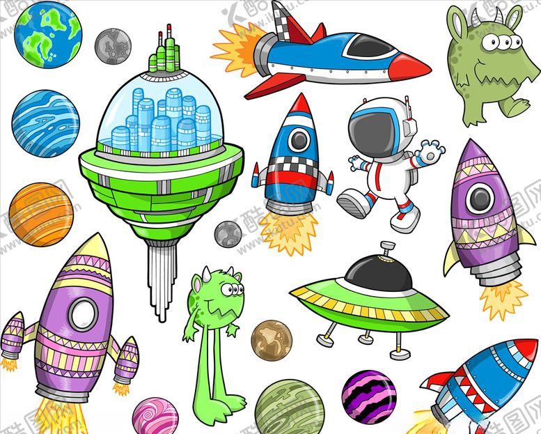 编号：27767709181651531020【酷图网】源文件下载-矢量手绘飞船飞行器