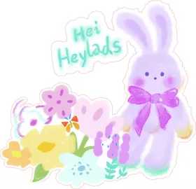 可爱兔子与花卉插画