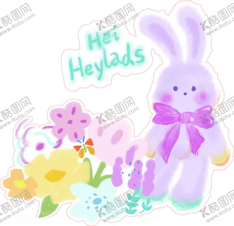 编号：63151204221720439157【酷图网】源文件下载-可爱兔子与花卉插画