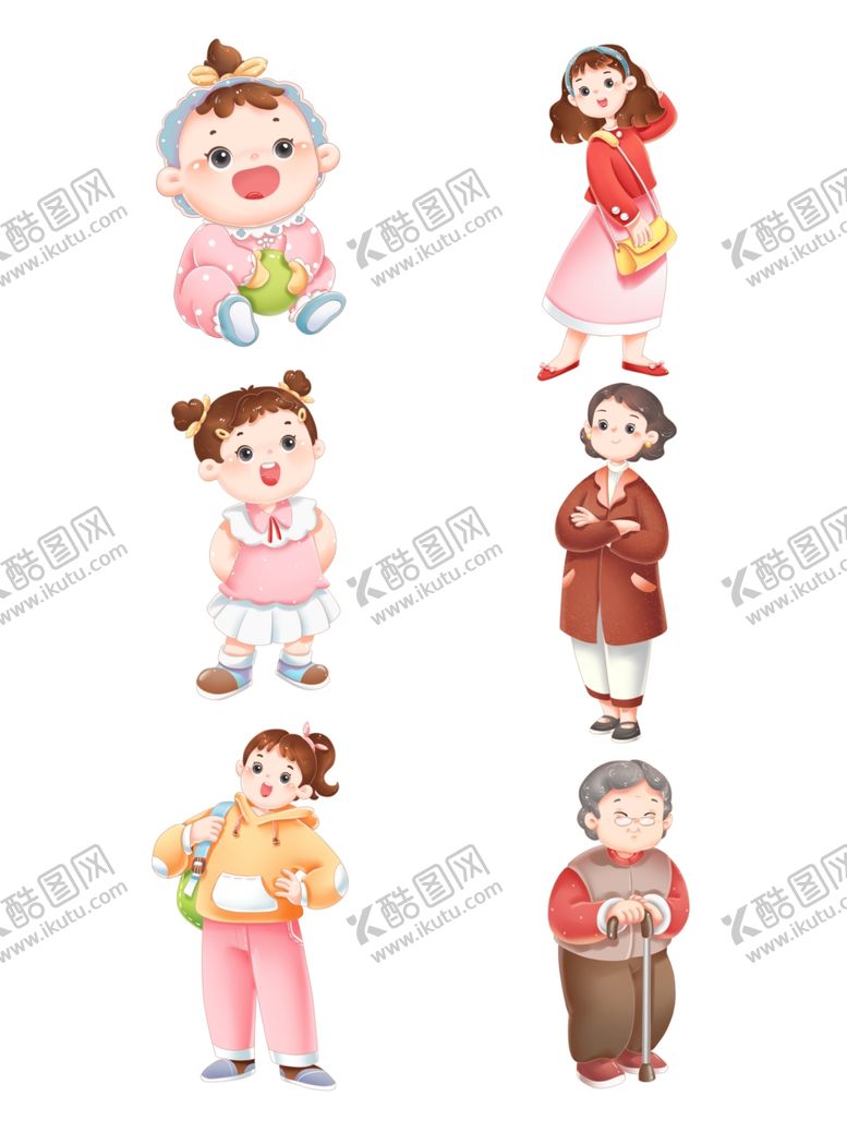 编号：99428404301833153147【酷图网】源文件下载-女性成长经历手绘插画