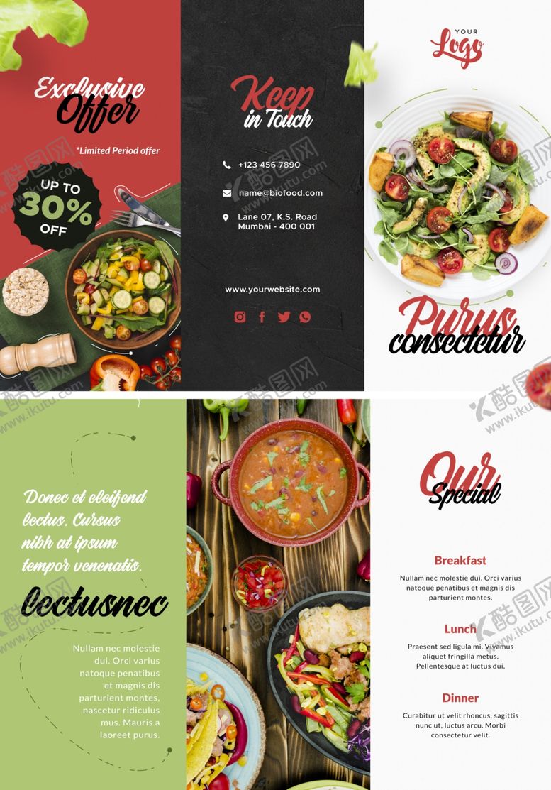 编号：99086809211324069361【酷图网】源文件下载-特色餐饮三折页