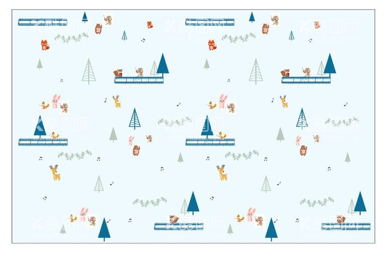 编号：94863009270016046134【酷图网】源文件下载-蓝色儿童房卡通小动物矢量图