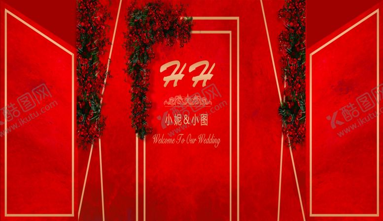 编号：55449910051318078704【酷图网】源文件下载-大红色婚礼背景