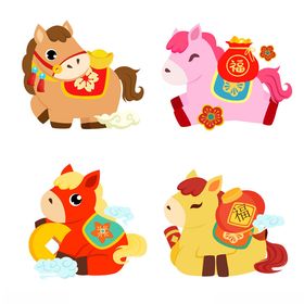 可爱生肖卡通形象组合