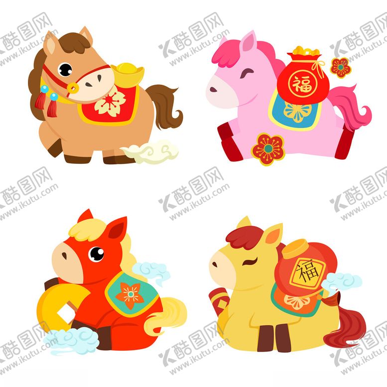 编号：22999503311553197399【酷图网】源文件下载-可爱生肖卡通形象组合