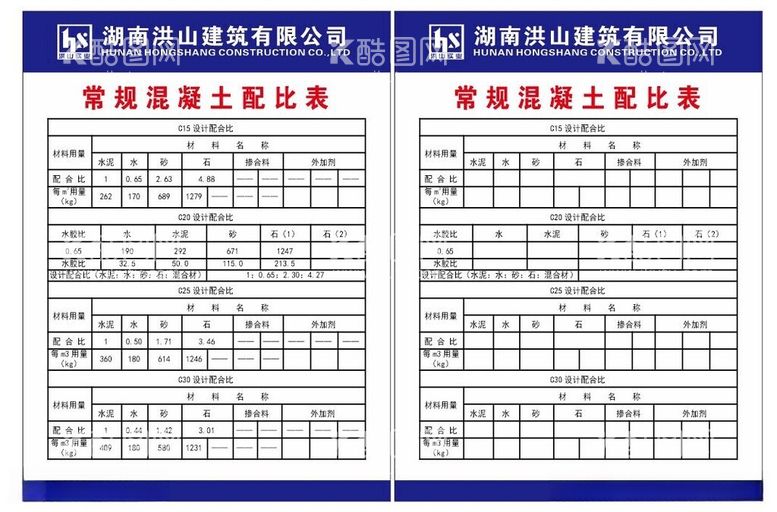 编号：73924012110227414034【酷图网】源文件下载-混凝土配比表