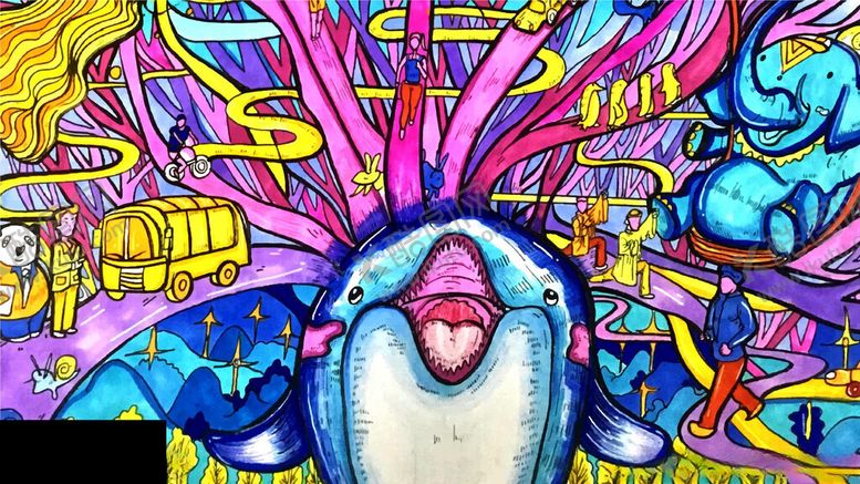 编号：98956304031626565008【酷图网】源文件下载-奇幻鲨鱼的多彩艺术世界