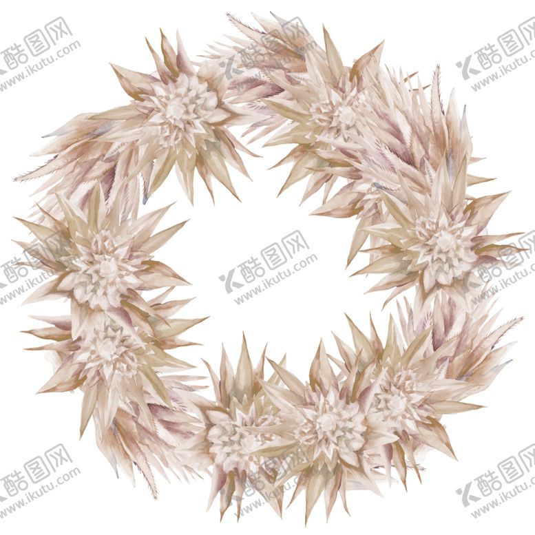 编号：40142410302347012216【酷图网】源文件下载-夏日水彩绘画花朵花圈