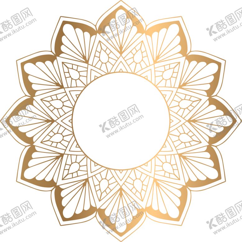 编号：41132002091359255085【酷图网】源文件下载-金色复古花纹透明底免抠图