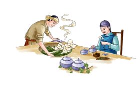 喝茶泡茶人物国风古风海报素材