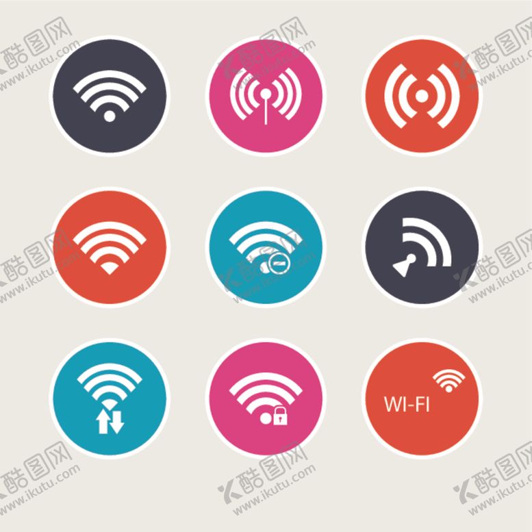 编号：34296105071144164568【酷图网】源文件下载-wifi图标信号标志