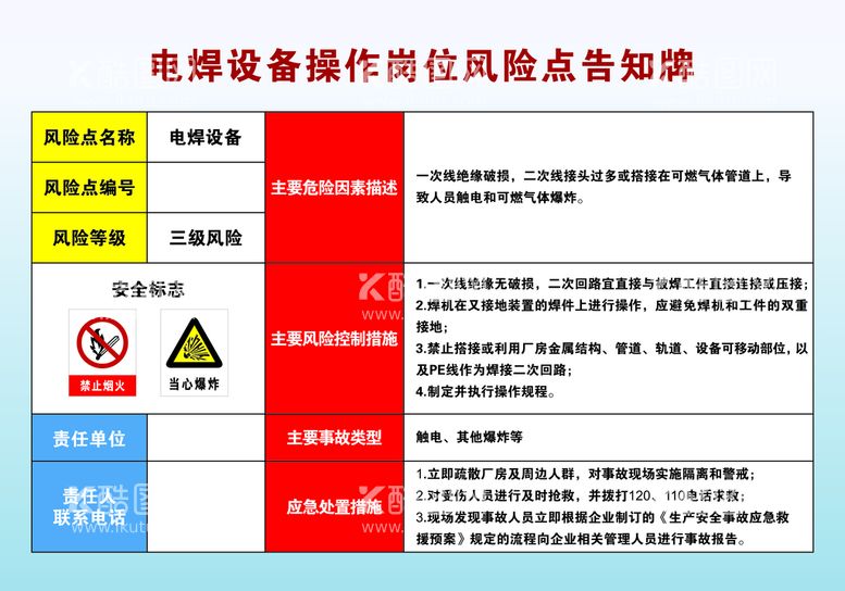 编号：74236902060351026010【酷图网】源文件下载-电焊设备危险点告知牌