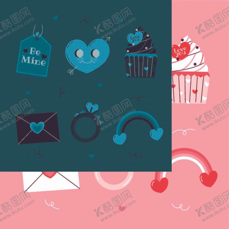 编号：61337610271914387625【酷图网】源文件下载-扁平情人节元素