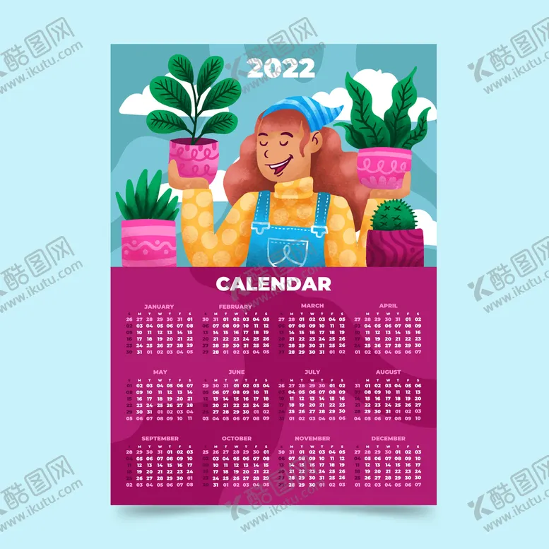 编号：67342909271421322541【酷图网】源文件下载-平面 2022 日历模板矢量