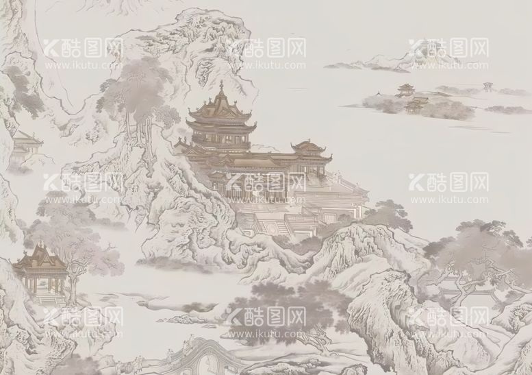 编号：49076011280251153587【酷图网】源文件下载-中式水墨画壁画