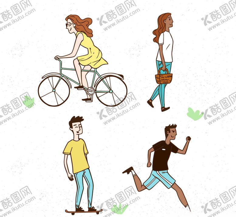 编号：75890909101229168176【酷图网】源文件下载-4款创意动感人物设计矢量图