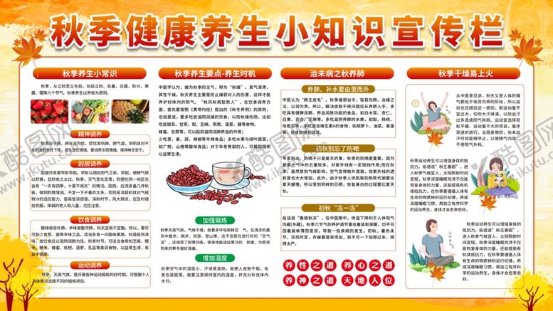 编号：87663910011253331757【酷图网】源文件下载-秋季健康养生小知识宣传栏