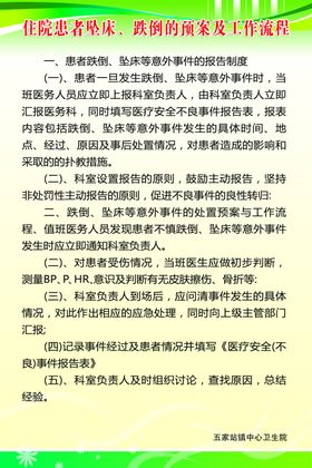 住院患者坠床跌倒预案和工作流程