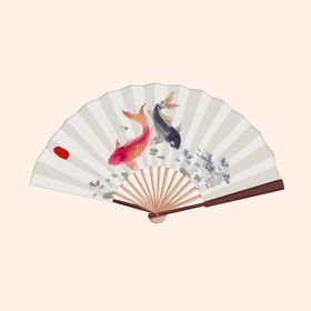 中国风水墨山水素材飞鸟扇子