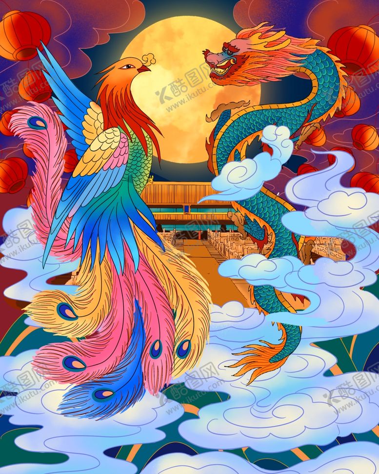 编号：74421107080500162111【酷图网】源文件下载-凤凰国风水彩古风传统素材