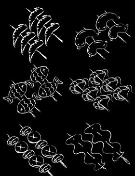 手绘矢量粉笔画肉串海报素材