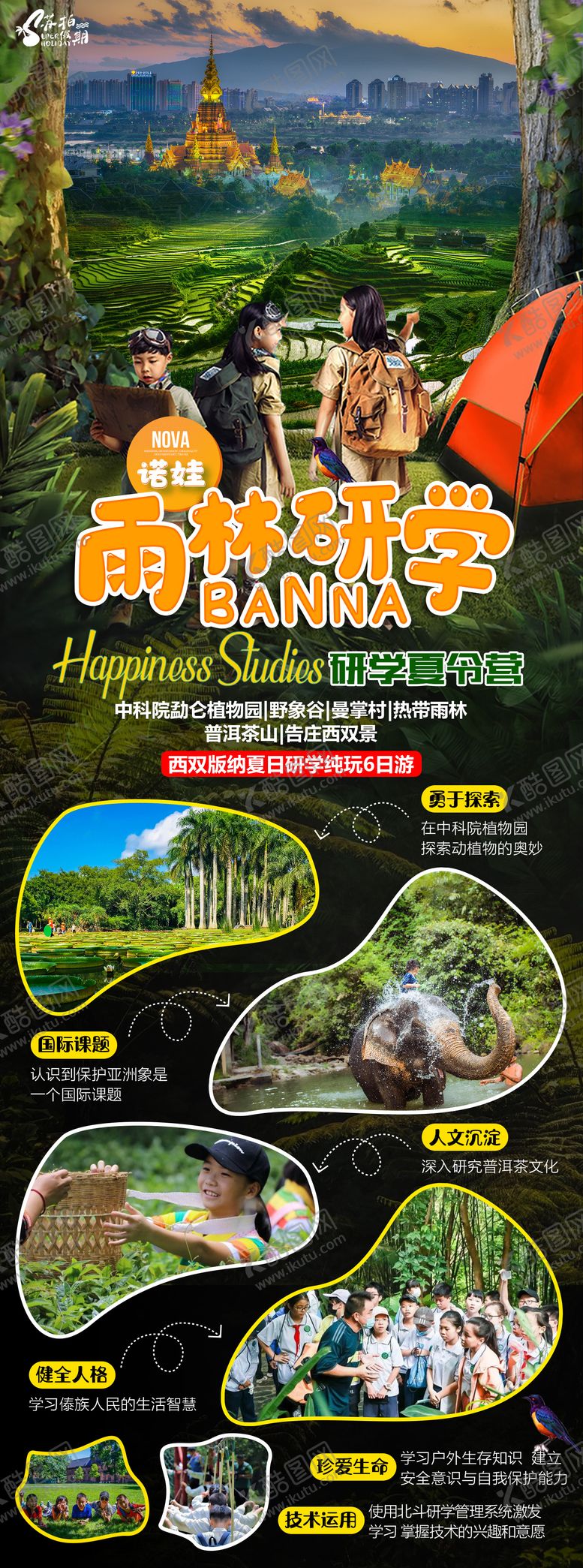 编号：71736711182110593626【酷图网】源文件下载-雨林研学夏令营旅游海报