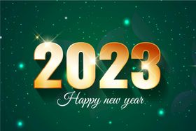 2023新年金色文字钟表