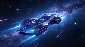 炫酷科幻赛车在星空中飞驰