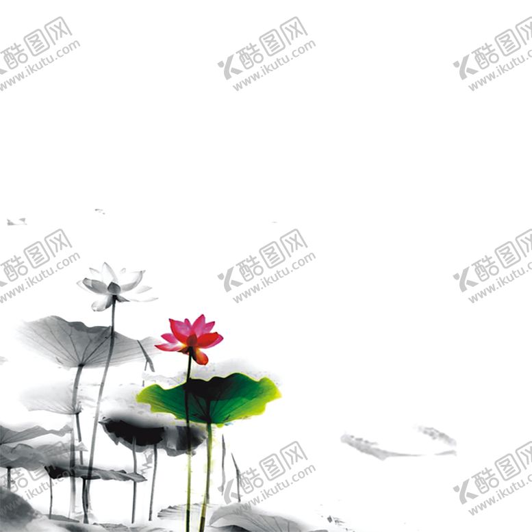 编号：76180605142020414344【酷图网】源文件下载-水墨荷花粉色荷花荷花意境