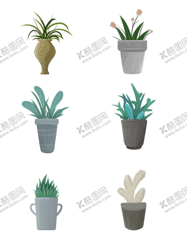 编号：49379610262219339216【酷图网】源文件下载-手绘植物花草盆栽元素
