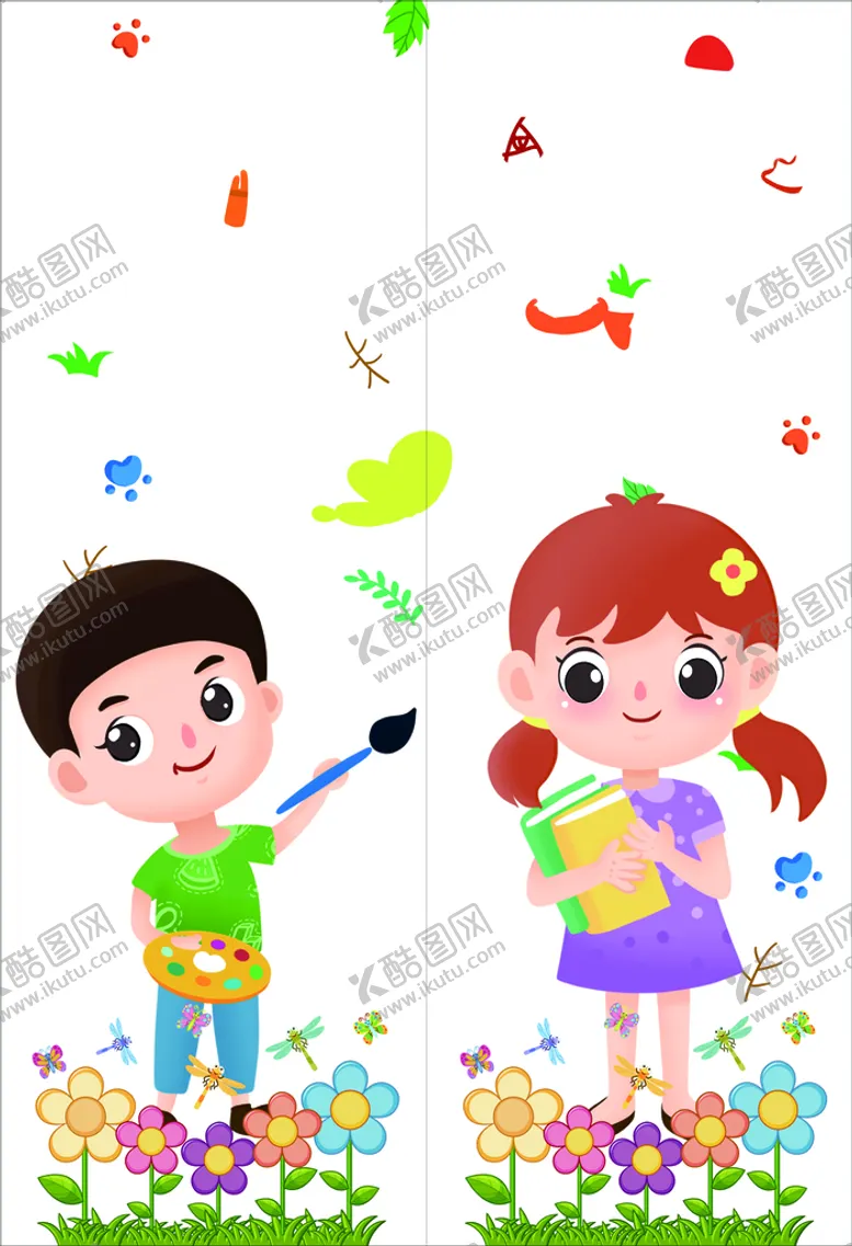 编号：26555710190100051303【酷图网】源文件下载- 卡通贴画幼儿园文化墙