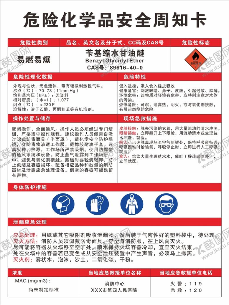 编号：62837702101514002757【酷图网】源文件下载-危化品安全周知卡环氧活性稀释剂