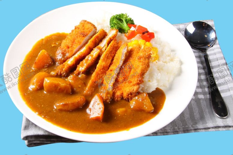 咖喱炸鸡拌饭素材食物食物素材