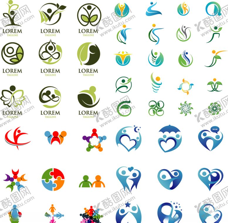 编号：98613610010814168540【酷图网】源文件下载-人形组合变形标志创意矢量素材