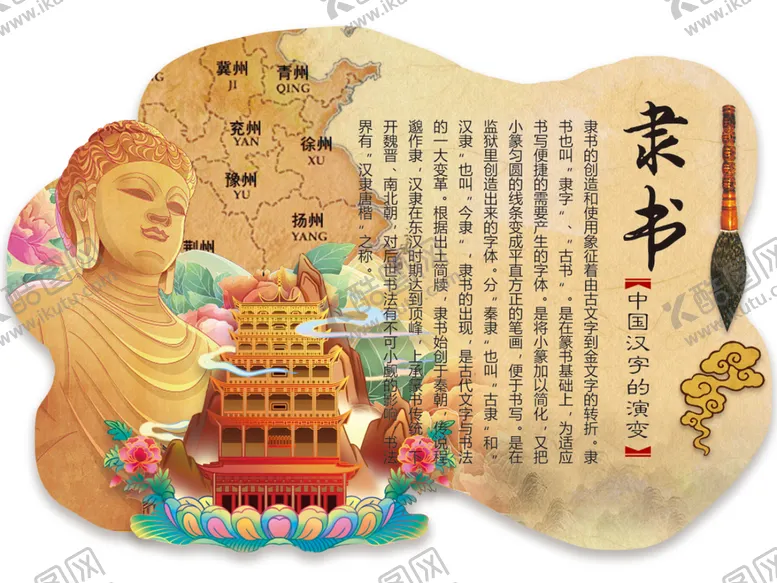 编号：59195610170631525506【酷图网】源文件下载-隶书汉字的演变文化墙