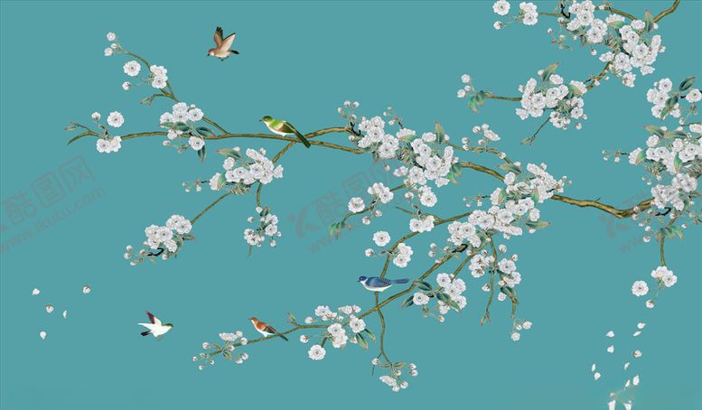 编号：68603205180438163986【酷图网】源文件下载-花鸟画手绘花鸟背景墙