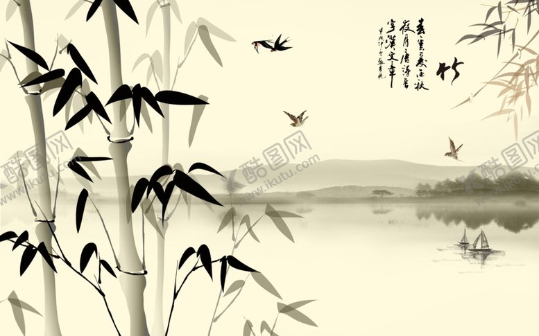 编号：74250310081344592494【酷图网】源文件下载-水墨竹背景墙