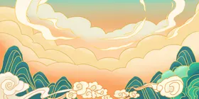 中式山水海报背景国潮国风创意国风