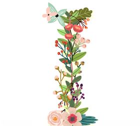 创意矢量手绘花卉字母