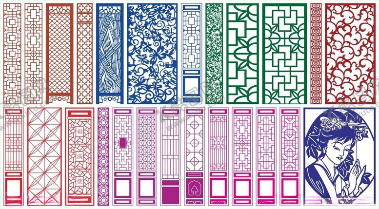 编号：11592311020415007570【酷图网】源文件下载-窗花镂空花纹屏风隔断雕花