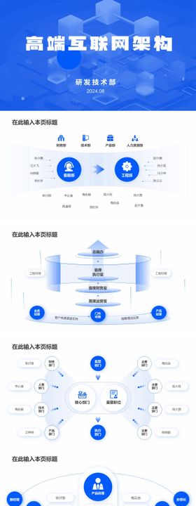 30套蓝色高端企业人员架构ppt