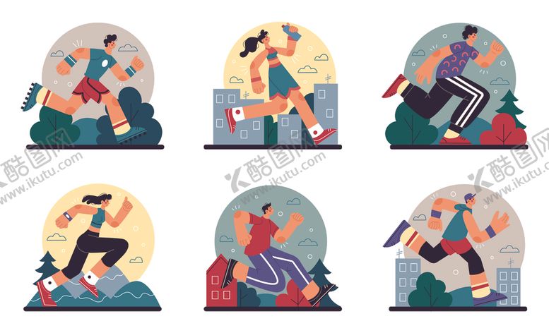 编号：45387604012249163116【酷图网】源文件下载-活力运动人物插画