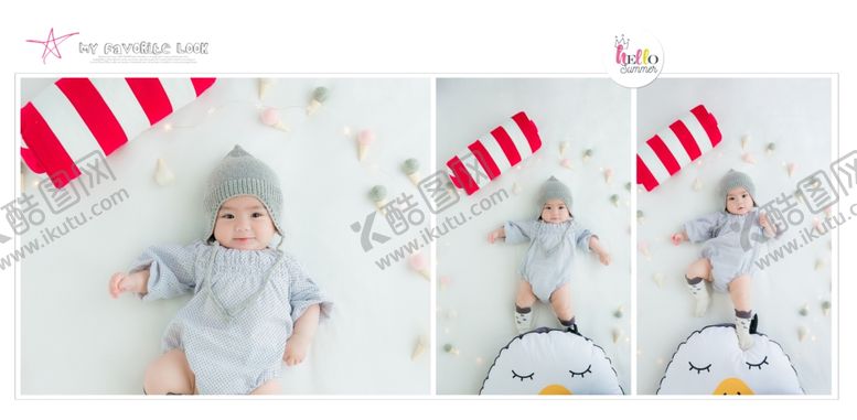 编号：10178110310720489439【酷图网】源文件下载-淡蓝色宝宝儿童生日照相册模板