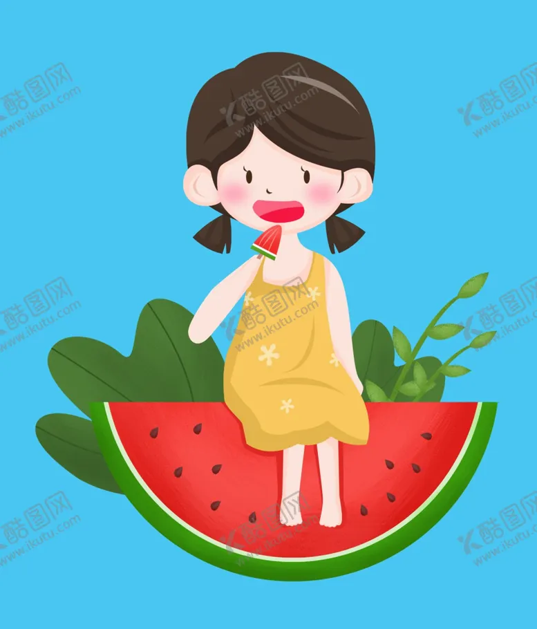 编号：20712906270714283437【酷图网】源文件下载-夏天女孩西瓜