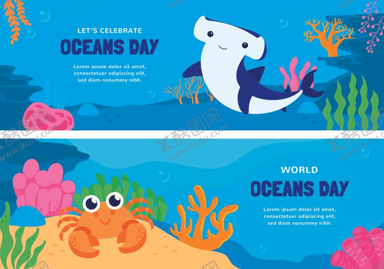 编号：76703011021012336908【酷图网】源文件下载-海洋生物横幅插画